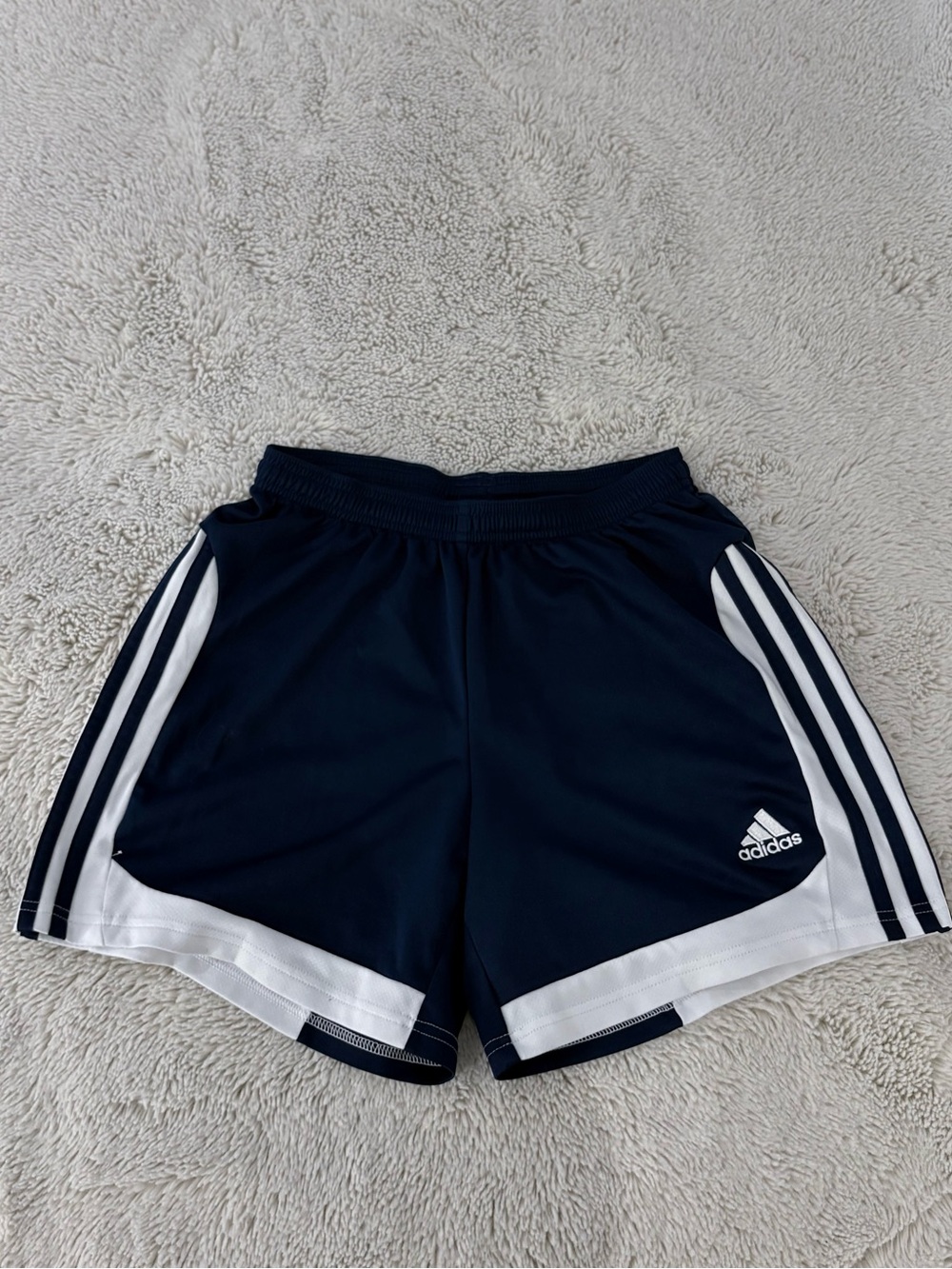 Adidas Navy and White Athletic Shorts